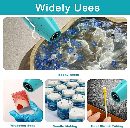 Miniatura 13 de Pistola de calor, mini pistola de calor para tubos retráctiles, pistola de calor portátil para manualidades de bricolaje, pistola de aire térmico