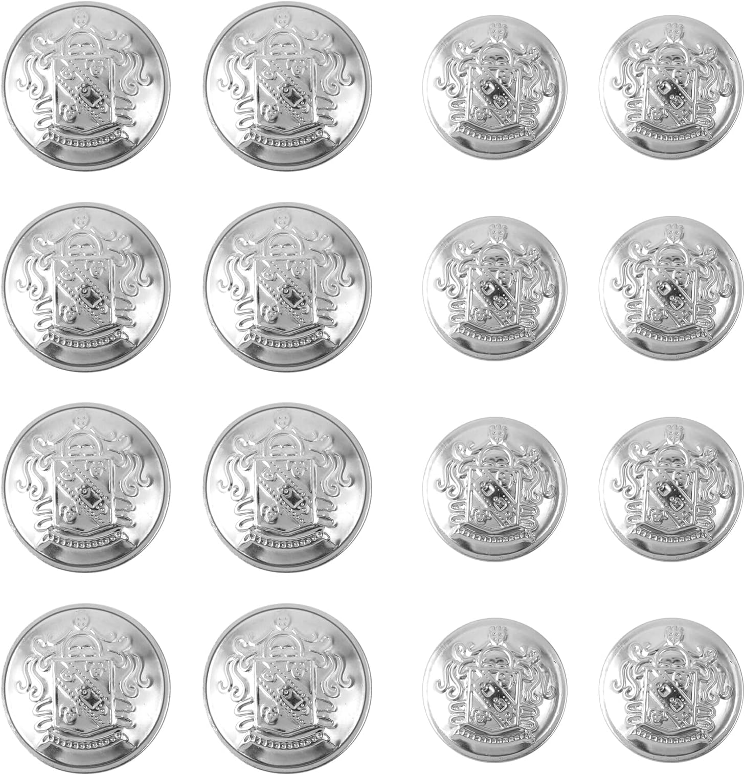 16 PCS Metal Blazer Button Set - 2 Sizes Silver Buttons, Replacement Jeans/Blazer Jacket Buttons (18mm, 25mm)