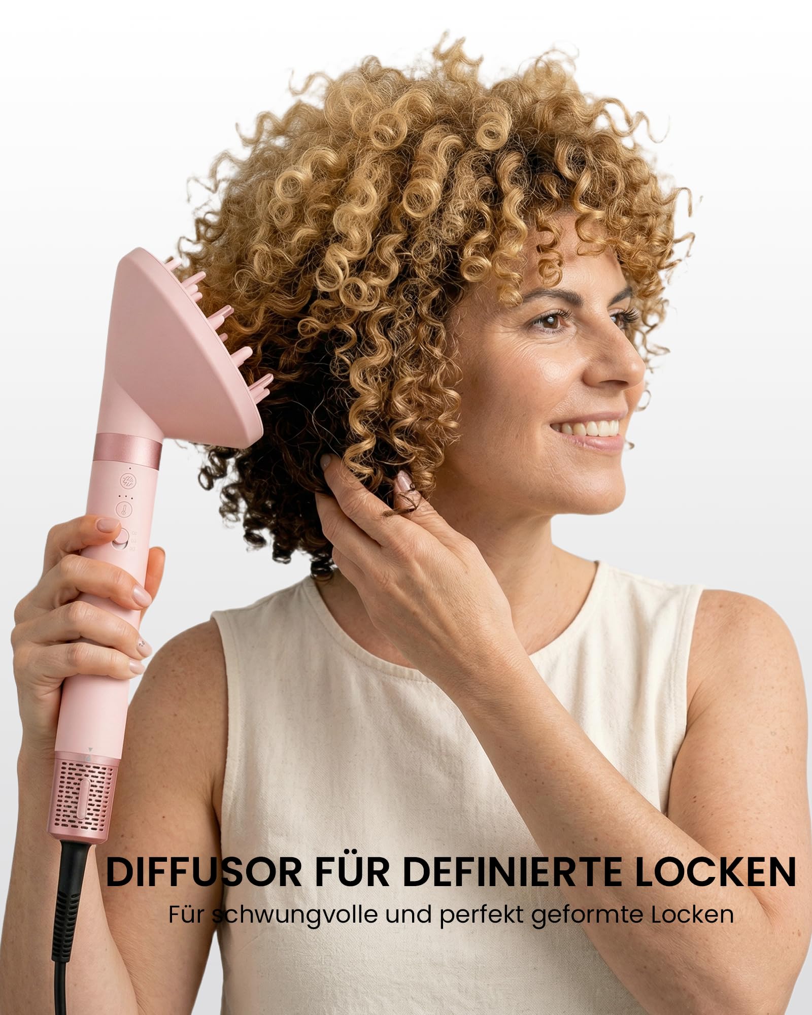 MESCOMB 6-in-1 Airstyler mit Diffusor, Warmluftbürste mit Auto-Wrap Lockenstab, Ionen Haartrockner Bürste mit Volumenbürste & Glättbürste, Hairstyler für Locken, Glätten, Volumen, mit Reisetasche