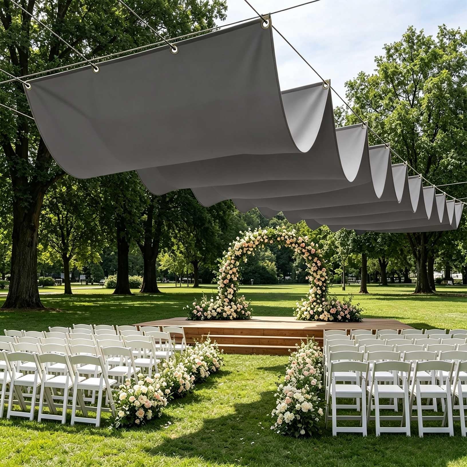 Einziehbar Welle Sonnensegel 275 x 675 cm Nach Maß Verstellbar 95% Uv-Schutz Wasserdicht Markisenstoff Inkl. Befestigungsseilen für Balkon Terrasse Garten Pool Camping, Dunkelgrau