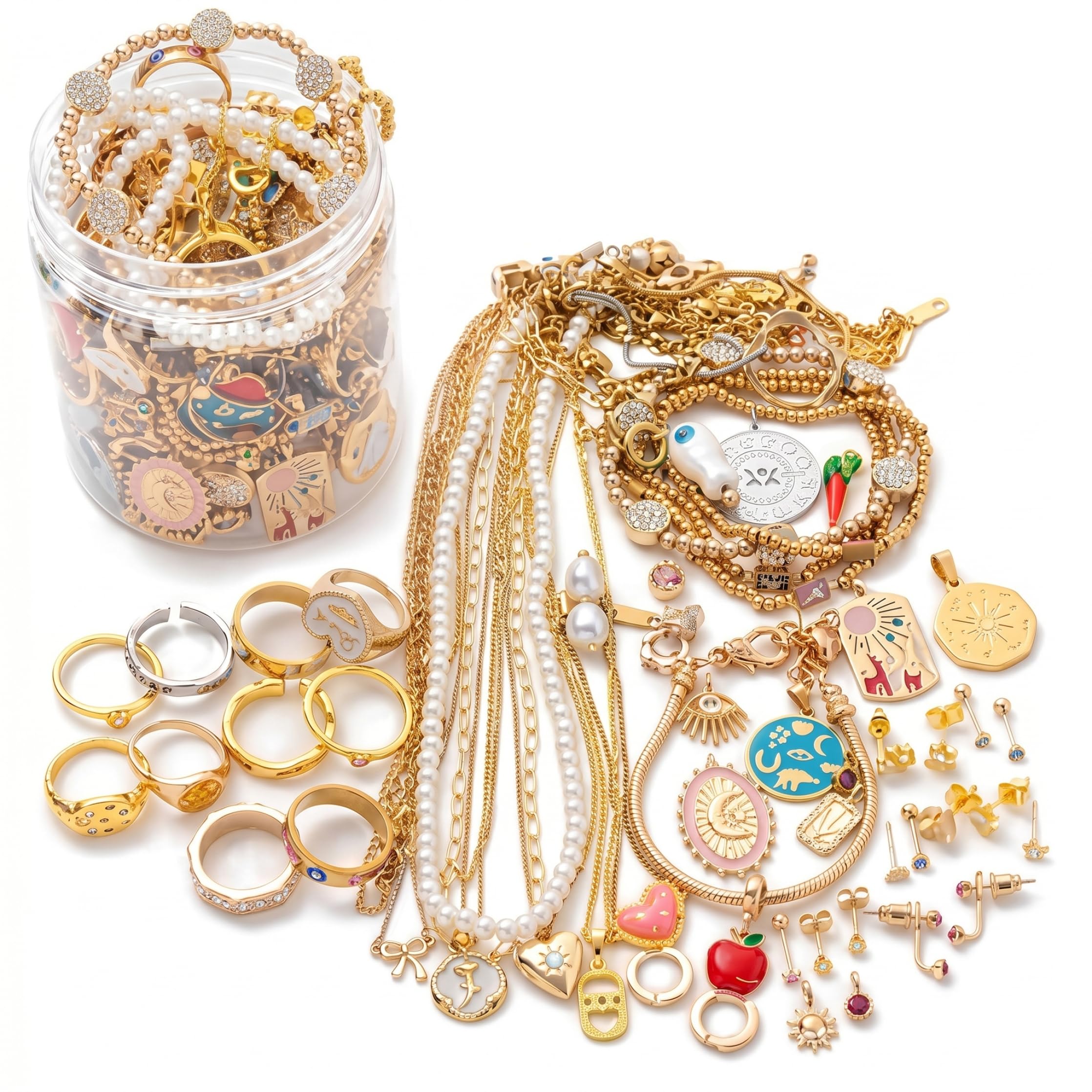 Assortiment bijoux vintage 50 pièces, l'idée cadeau idéale avec bagues