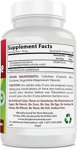 Miniatura 5 de Best Naturals Serrapeptasa 40000 SPUs 180 cápsulas