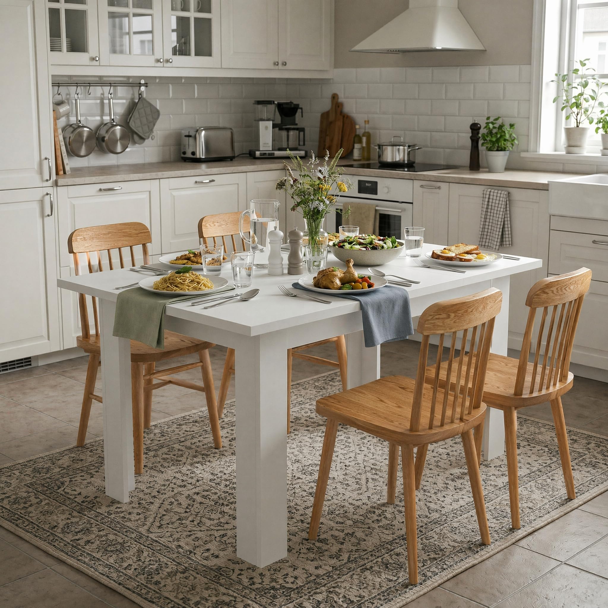 1 Stück Esstisch Weiss mit 2 Verstecktem Stauraum, Moderner Küchentisch Platzsparend Essen Tisch Esszimmer Multifunktional Tische als Schreibtisch/Kaffeetisch/Balkontisch/Gartentisch/Weiß/120x70x75CM