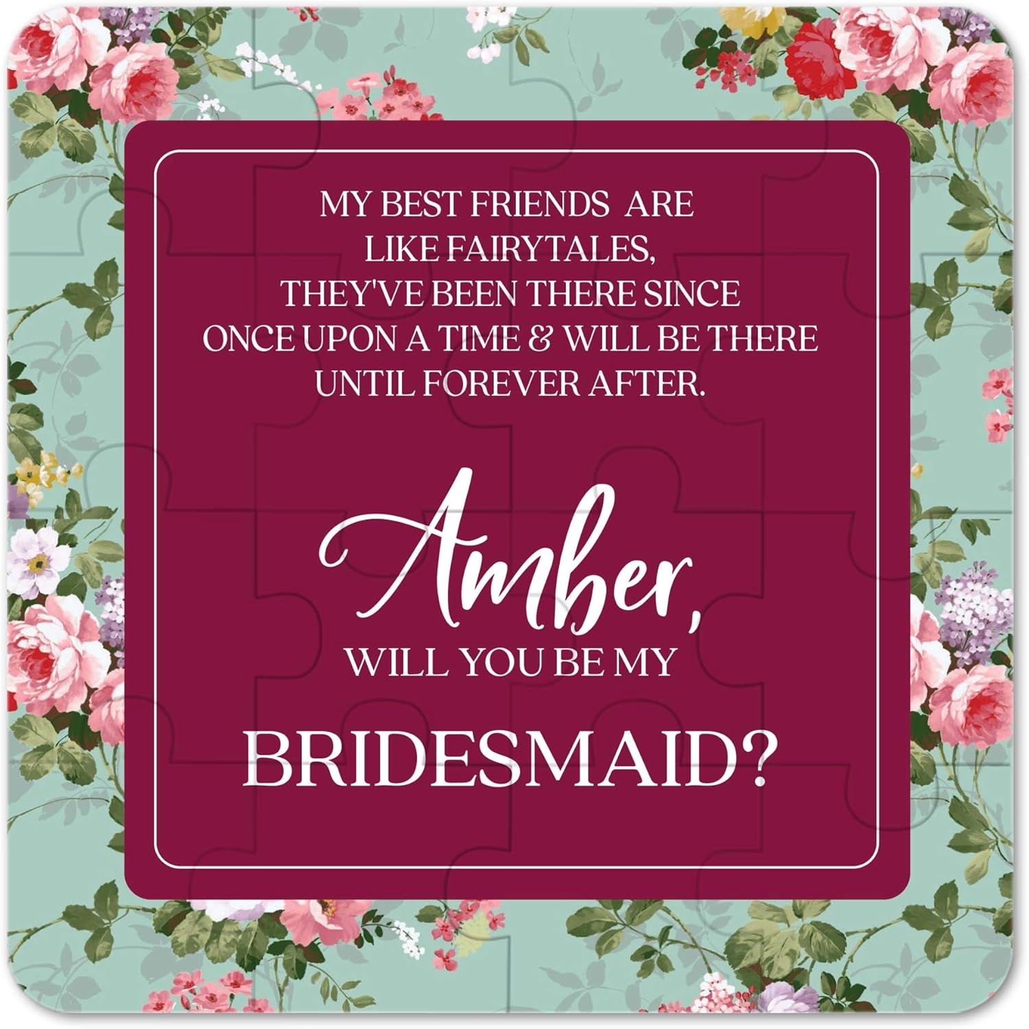 Personalized Bridesmaid Proposal Puzzle. Custom Will You Be My Bridesmaid Gift. Ask Bridesmaid with a funny proposal (Wine and Blue Best Friends)