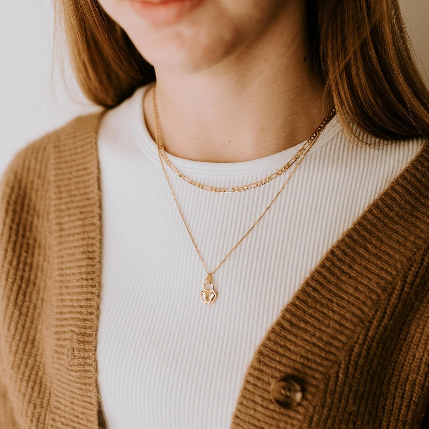 14K Gold Figaro Necklaces for Women & Men, Dainty 3mm/5mm Width Rectangular Link Chain,16-24 Inches Length, Non-Tarnish, Hypoallergenic, Pulsera de Oro 14K para Mujer