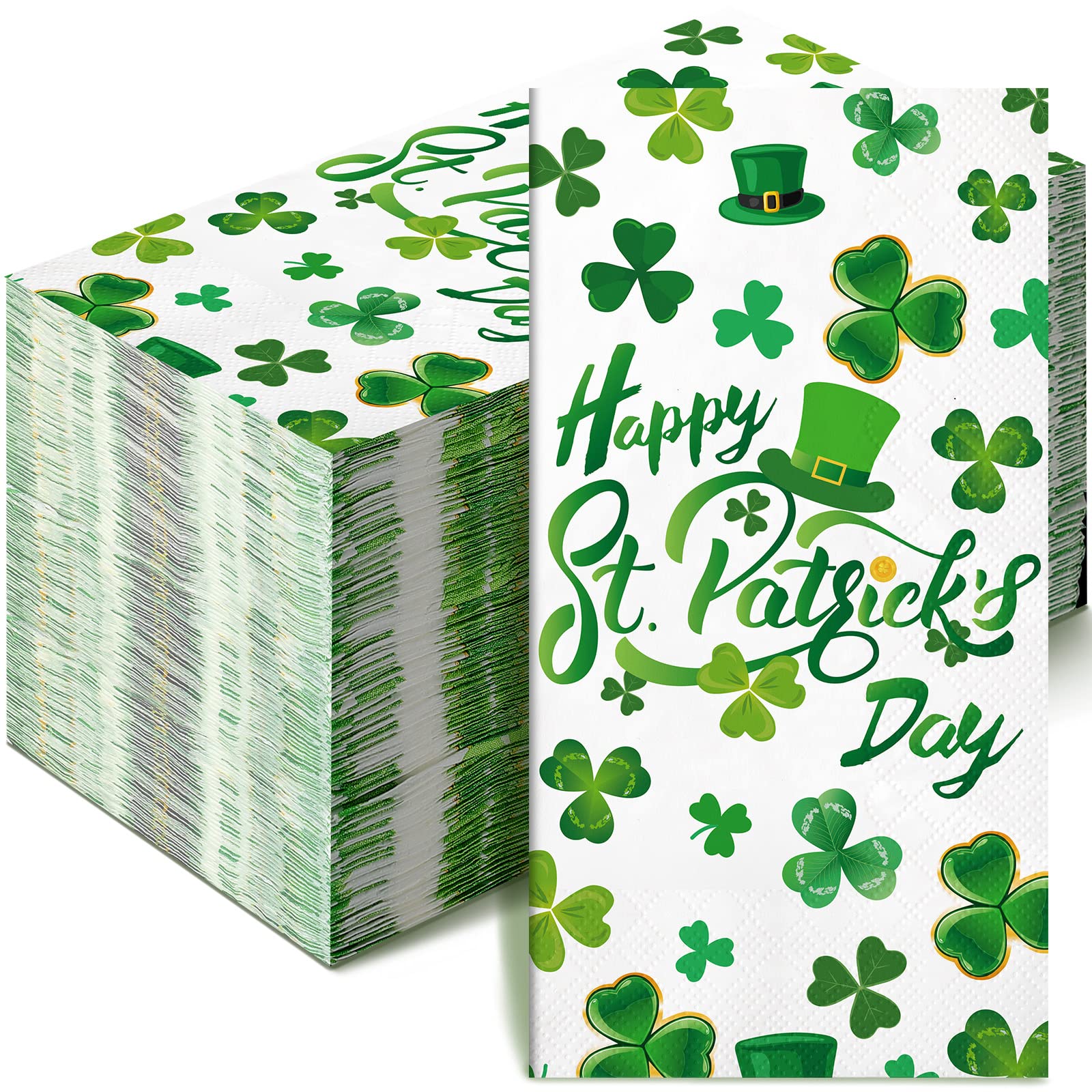 100 Pcs St Patricks Day Napkins 3 Ply Disposable Guest St Patricks Day Paper Napkins for Home Dinner Bathroom Kitchen Party Supplies