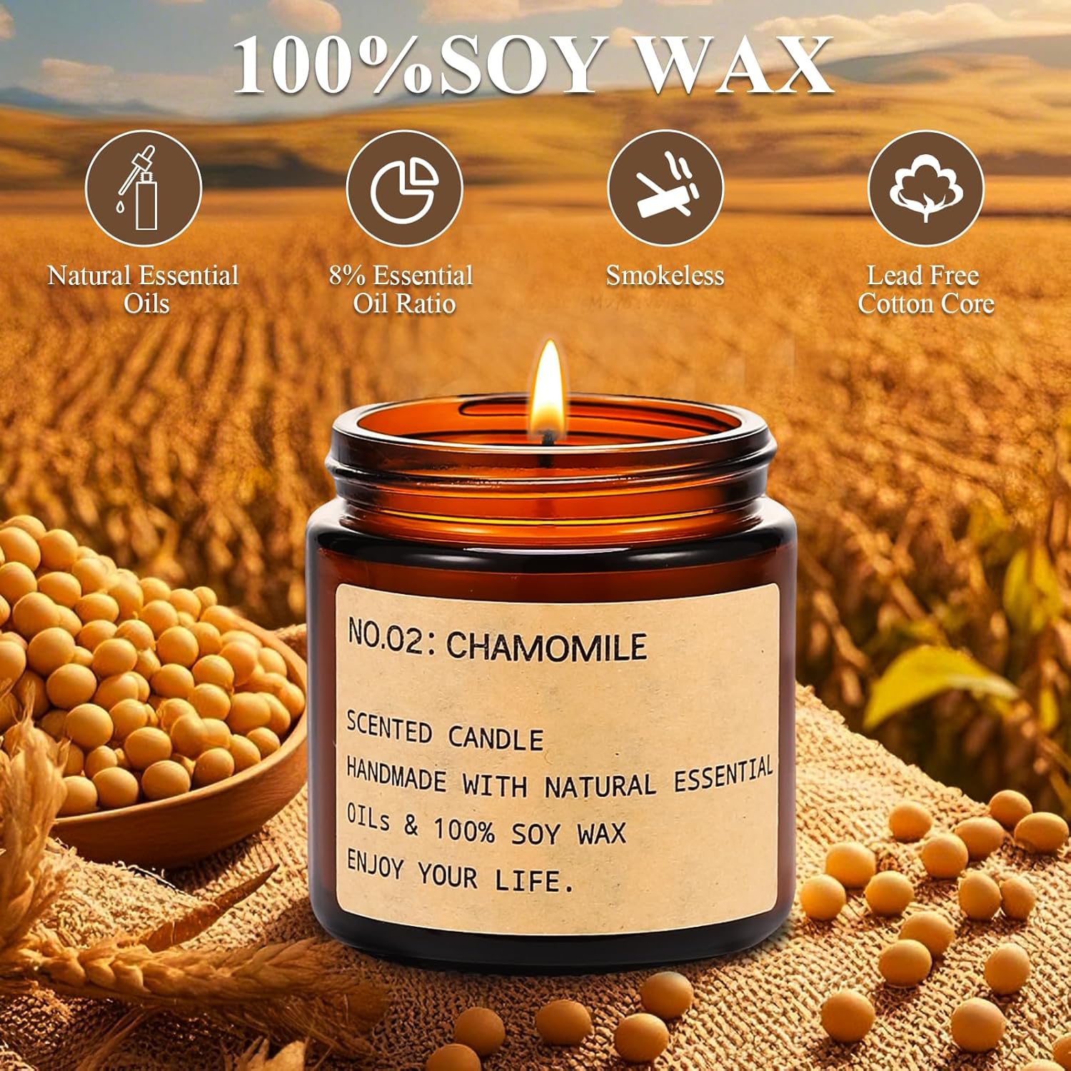 Candles for Home Scented, 150 Hours of Burning Time Aromatherapy Candle, 6 Pack Natural Soy Candle Set, Scented Candles Very Suitable for Giving Gift, Birthday Gifts for Women, Teacher Gifts﻿ - Image 3