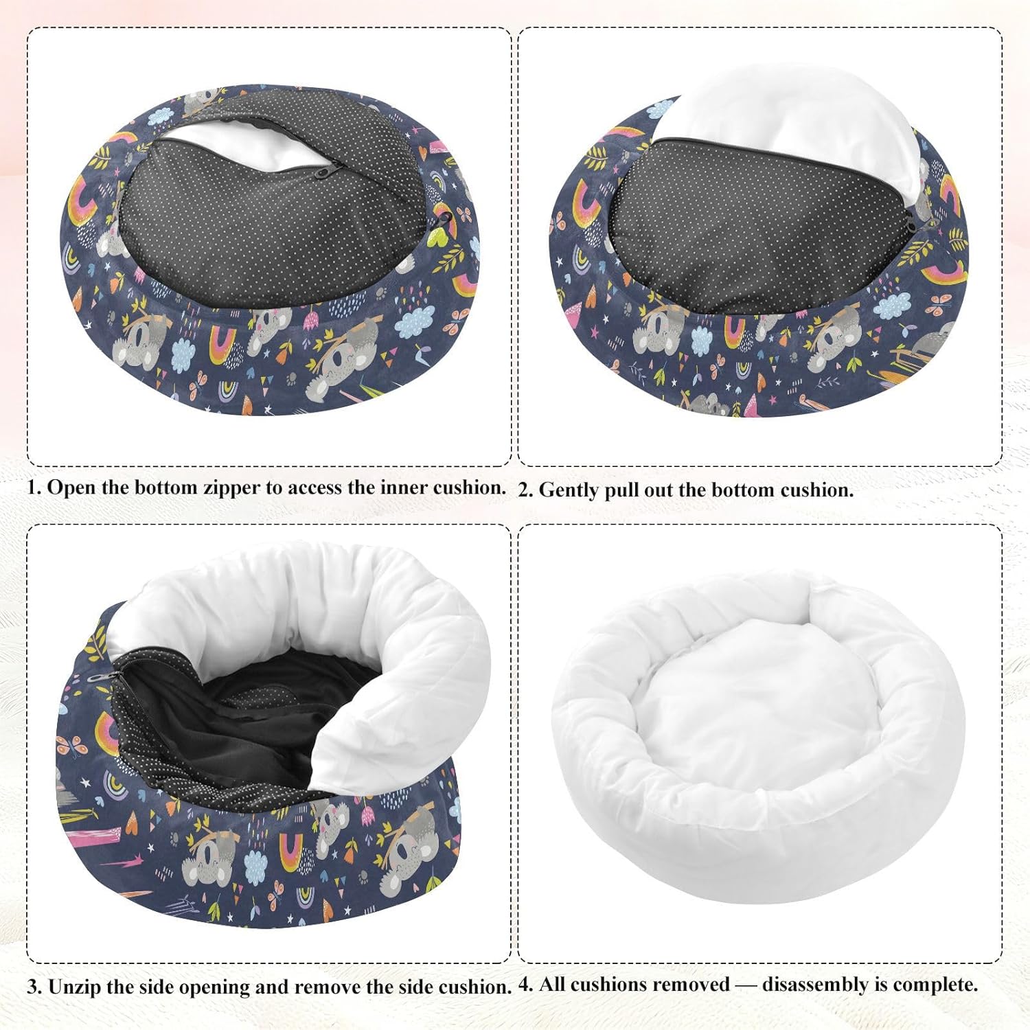 Wudan Pet Cat Beds Donut Cuddler Fluffy Dog Pillow Bed for Small Size Pets Supplies M Cute Koalas