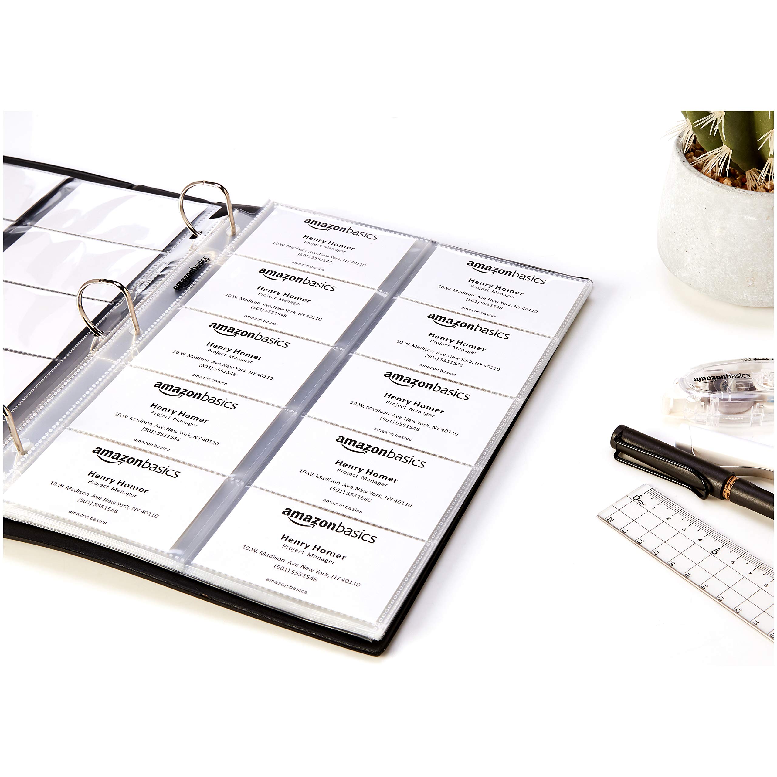 Amazon.com : Amazon Basics Plastic Business Card Organizer Sleeves for  3-Ring Binder, Transparent Card Holder, 8.5 x 11 inches, 25-Pack : Office  Products