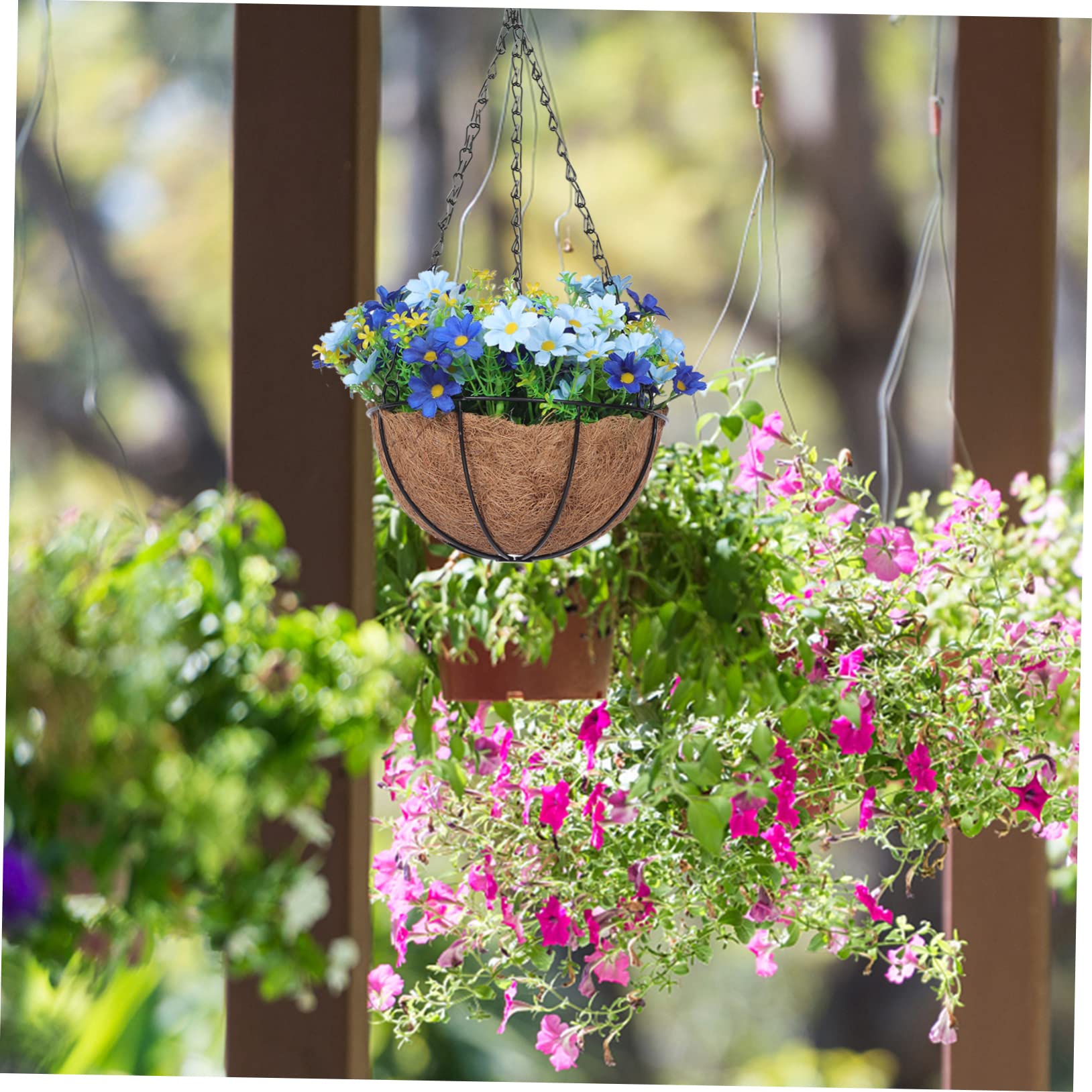 TOPBATHY Künstlicher Hängeblumenkorb aus Eisen und Kunststoff für Deko