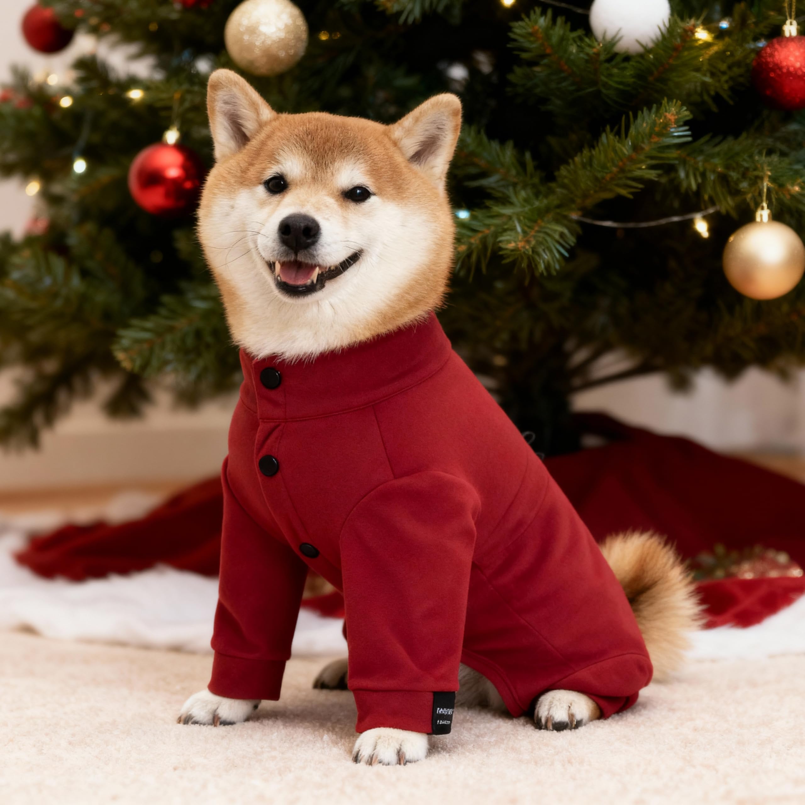 Combinaison d'hiver chaude en polaire pour chiens de petite, moyenne et grande taille, combinaison extensible par temps froid pour animal domestique légère (rouge, taille XL)