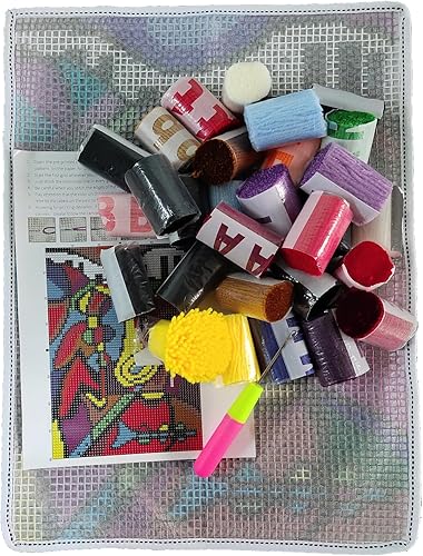 Miniatura 11 de ZFFLYH Kit de alfombras de gancho para manualidades, alfombra de ganchillo sin terminar, alfombra de hilo para niños/adultos con patrón de lienzo