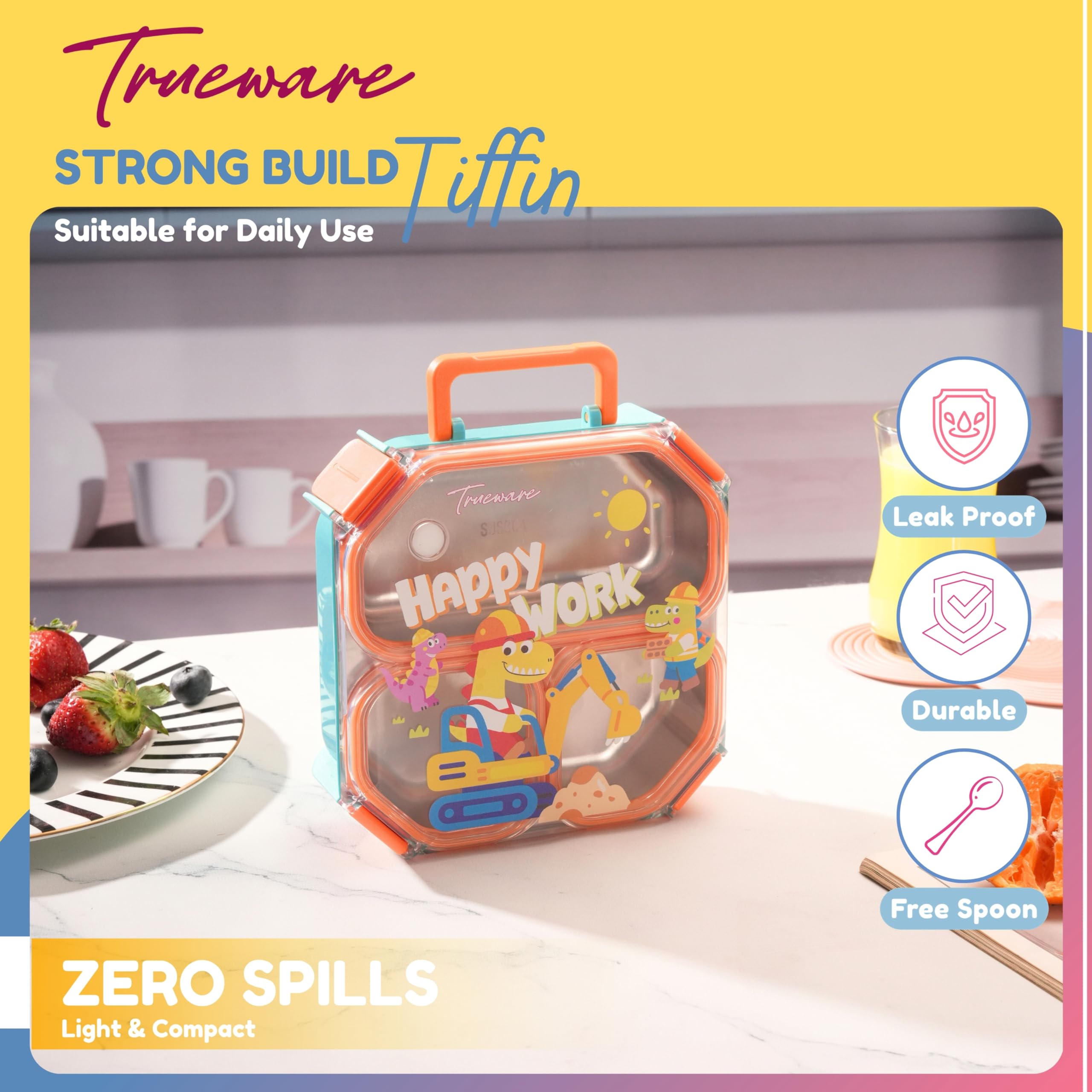 Trueware Astro Lunch Box - 3 Compartments, Insulated -8 Trueware Astro Lunch Box - 3 Compartments, Insulated -8