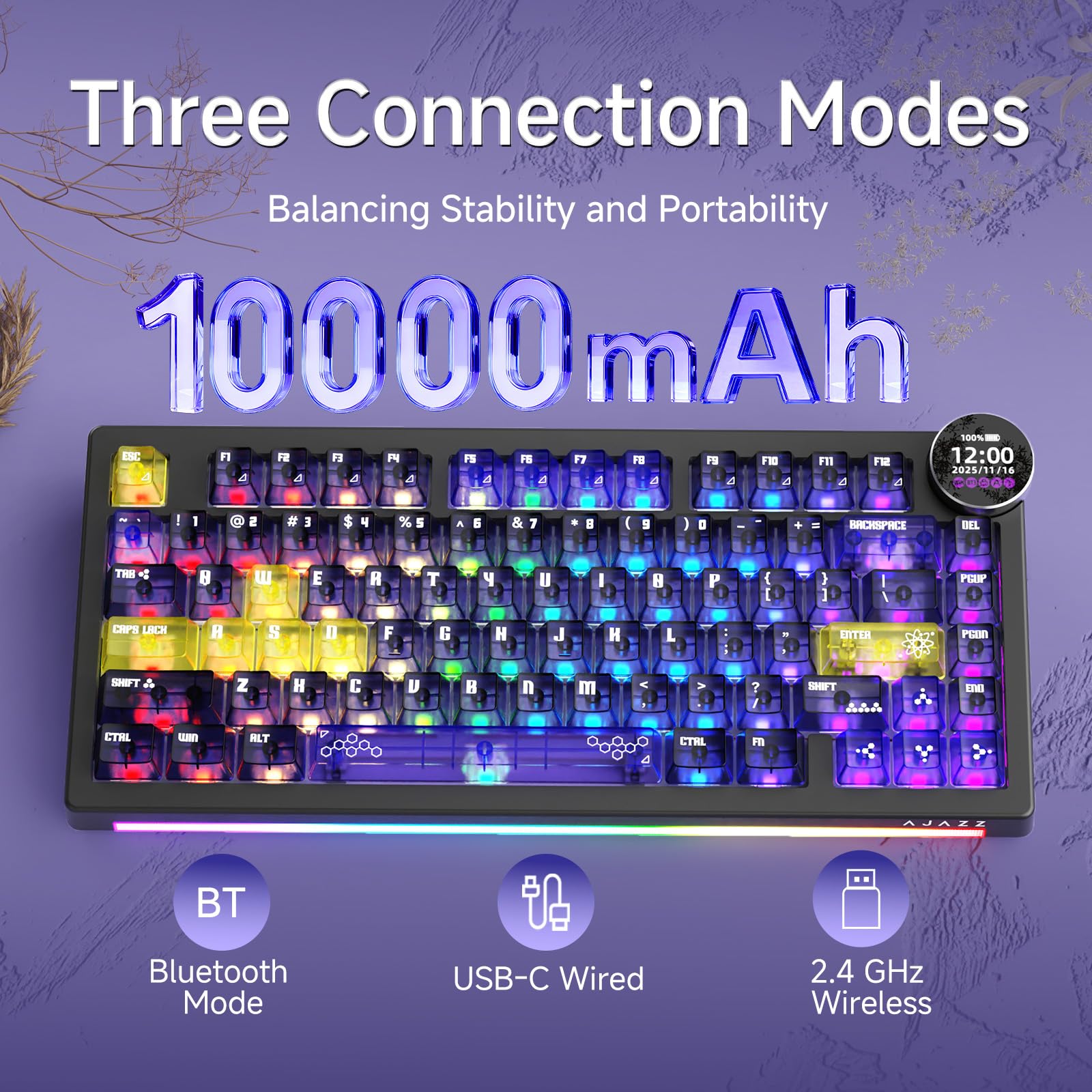 Amazon | AJAZZ AK820 V2 PRO ワイヤレスメカニカルキーボード TFT