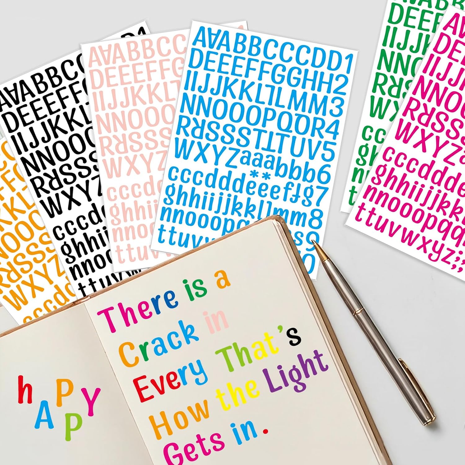 1512 Alphabet Stickers 12 Sheets Letter Stickers Vinyl Self-Adhesive Mailbox Numbers, for Scrapbook, DIY Crafts Art Making,Graduation Cap, Decals for Sign,Notebook Door