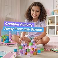 Vista 7 de Bloques de construcción magnéticos listos para regalar para niños, cubos magnéticos, juegos de construcción de juguetes de castillo de princesa