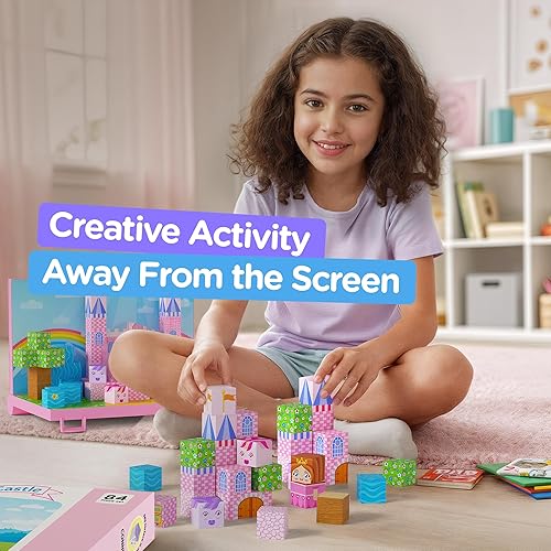 Miniatura 7 de Bloques de construcción magnéticos listos para regalar para niños, cubos magnéticos, juegos de construcción de juguetes de castillo de princesa con