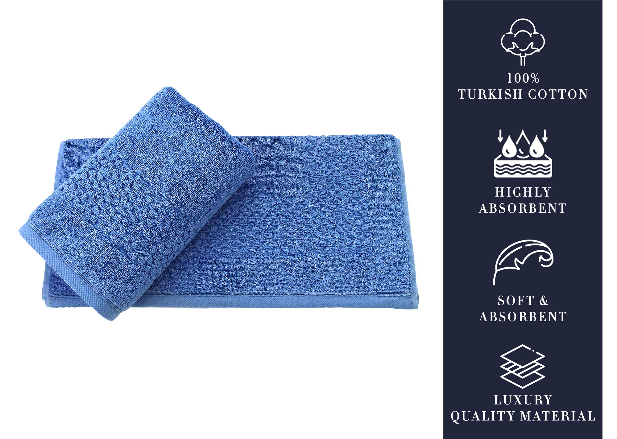 Classic Turkish Towels 2-Piece Bath Mat Set - 100% Cotton, 20"x32", Highly Absorbent & Soft Ribbed Design | White - View #12