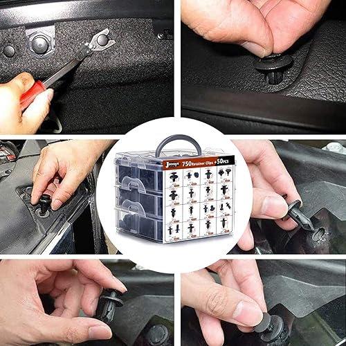 Miniatura 7 de Clips de retención de automóvil, sujetadores de empuje para carrocería, remaches de pasador, 800 piezas de tornillos de plástico automotrices, juego