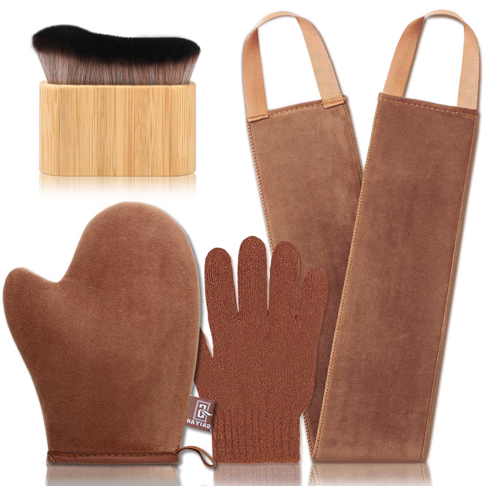 Selbstbräuner-Handschuh, Applikator-Set, 3 Stück, Selbstbräunungsbürste für Selbstbräuner, Pinsel, Rückenbräuner, Applikator, Bräunungshandschuh für Selbstbräuner, Kabuki, Körperbürste, Selbstbräuner,