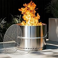 HGD 20 Inch Smokeless Fire Pit with Grill - Portable Stainless Steel Wood Burning Fireplace for Camping, Backyard, Patio - Foldable, Travel Bag Included
