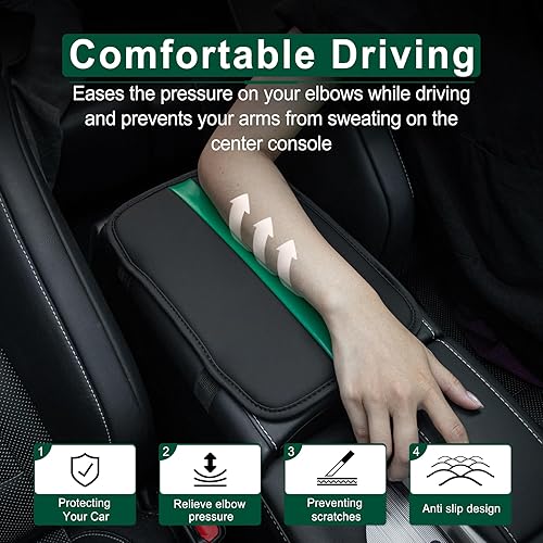 Miniatura 4 de BJSIA Tapete de almacenamiento para reposabrazos de automóvil, cubierta de consola central de cuero de fibra para automóvil, accesorios de