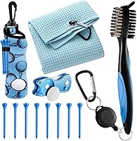 Vista 25 de Liliful Kit de Accesorios de Golf de 12 Piezas, Incluye Bolsa para Pelotas de Golf con Gancho, Toalla, Tees, Marcador de Pelota Magnético