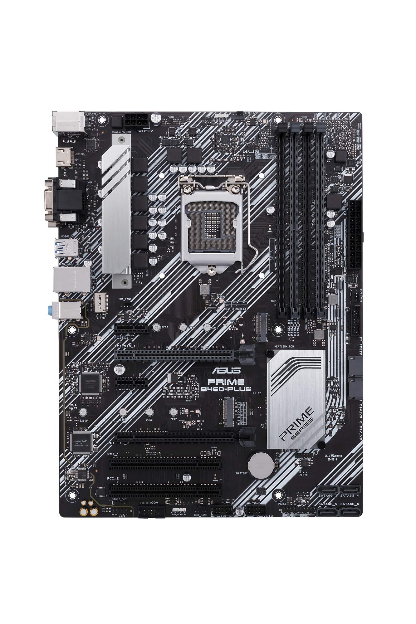 ASUS Prime B460-Plus Intel® B460 (LGA 1200) scheda madre ATX con intestazioni RGB, dual M.2, DDR4 2933MHz, HDMI, D-sub, DVI, porte USB 3.2 Gen 1, memoria Intel® Optane, SATA 6 Gbps