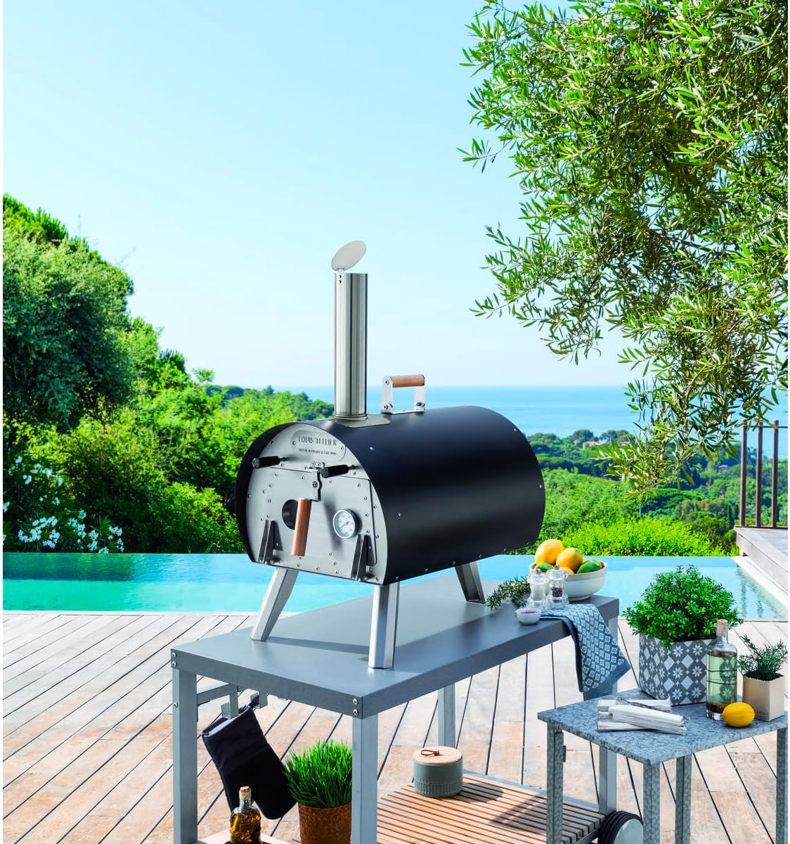 LOUIS TELLIER - MARCEL Wood Fired Outdoor Oven - Portable Oven for Camping, Picnics, and Backyard Cooking - Black