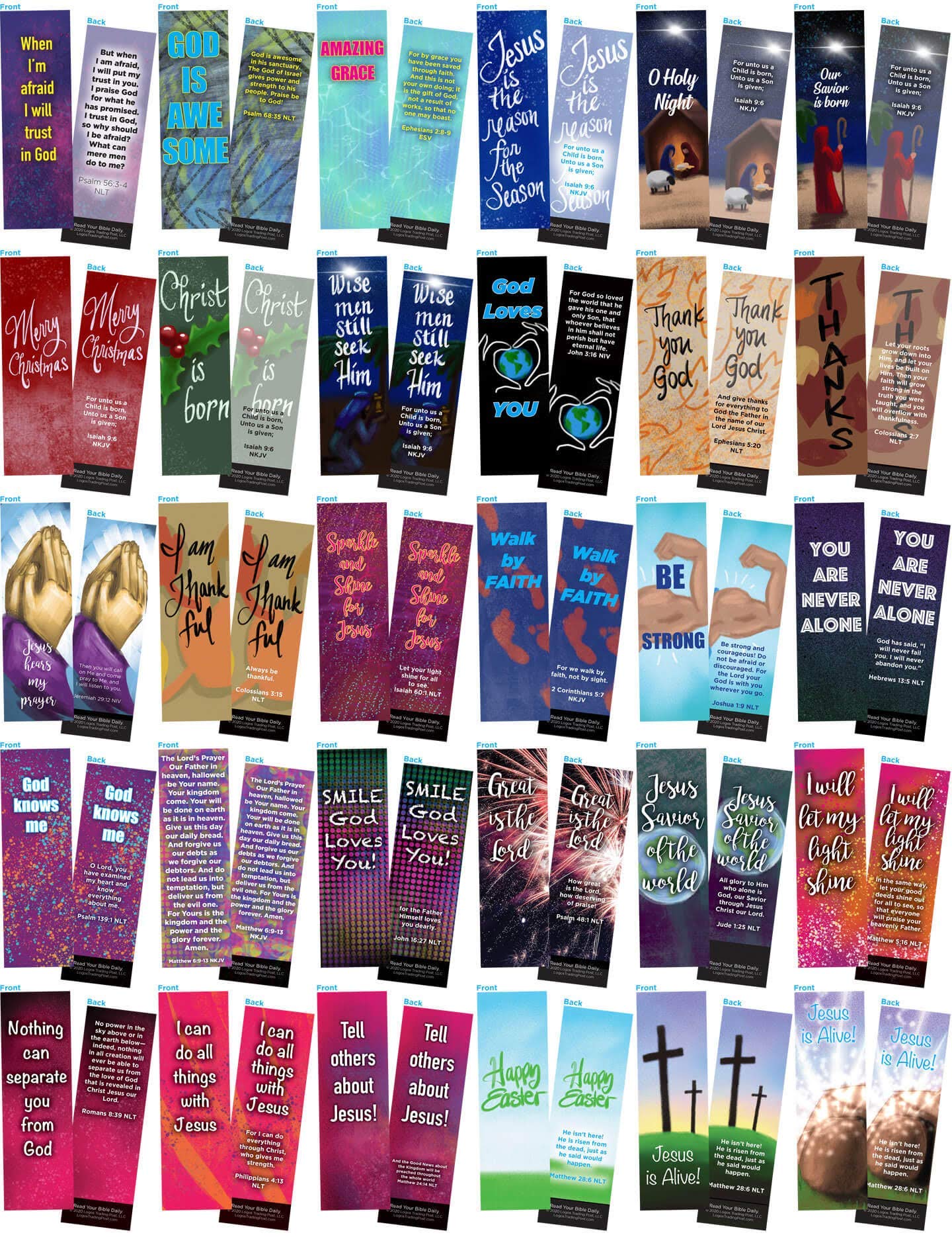 Bookmark Scripture Cards 120 Children and Youth Bible Verse Bookmarks