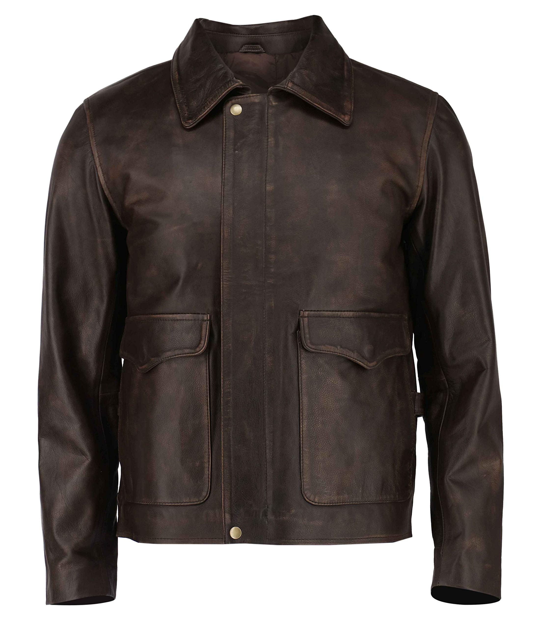 Superior Leather Garments Men's Brown Distressed Distressed Look Real Leather Jacket - XL