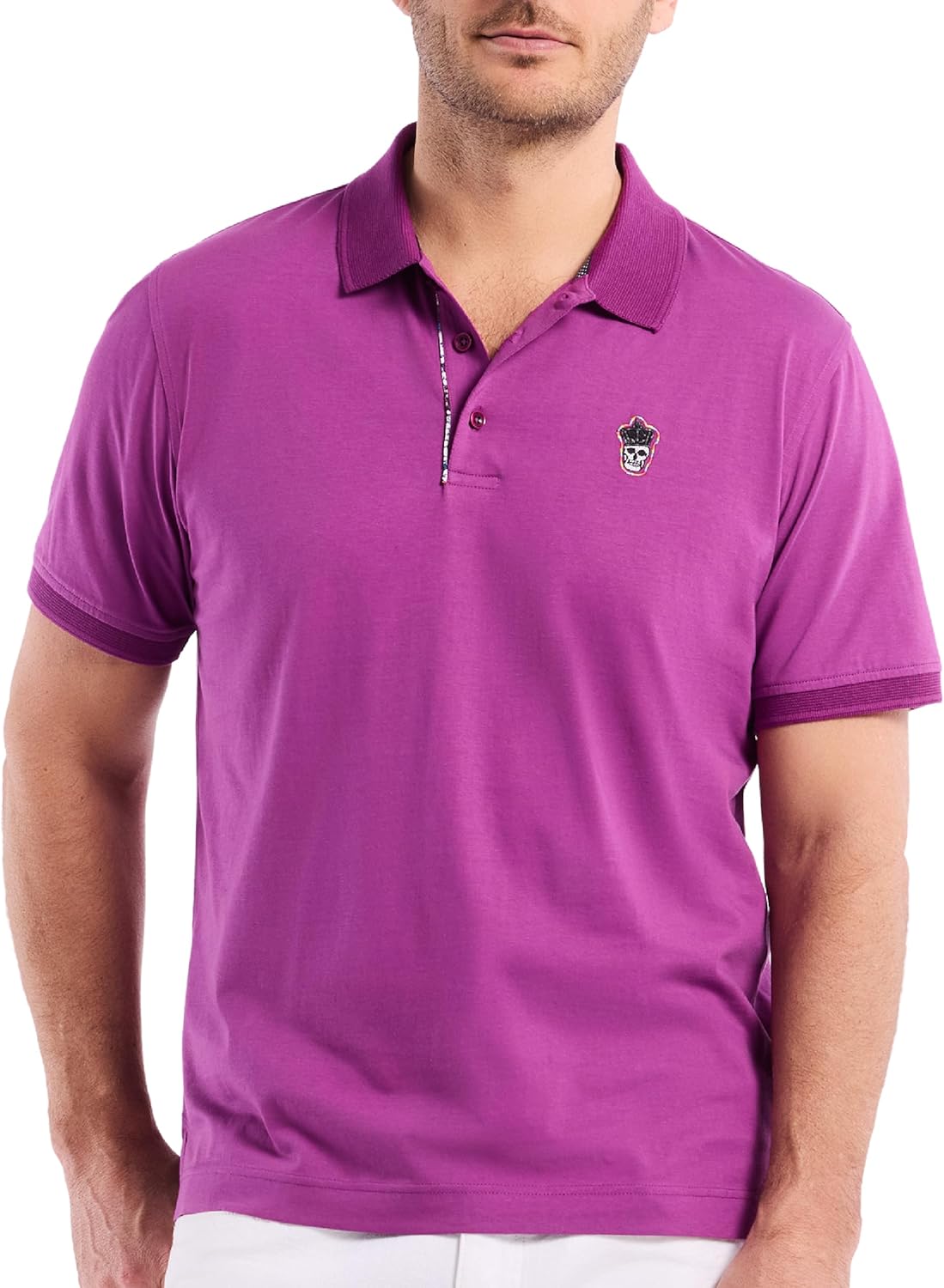 Robert Graham Men's Lucifer Logo Cotton Polo Shirt, Comfortable Fit, Short-Sleeve Premium Knit Top for Dress & Casual Wear