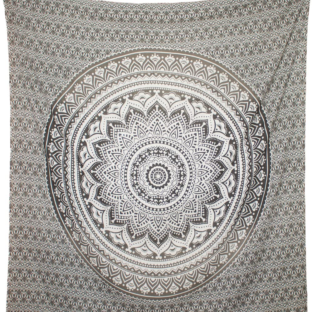 Mandala pared grande Tapiz pared, toalla playa, pareo playa, aesthetic, manta picnic, decoración hogar, 220X200 (Gris)