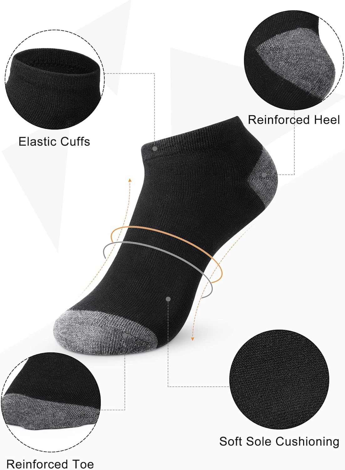 Foaincore 100 Pairs Cushion Ankle Short Socks for Men Women, Unisex Breathable Casual Low Cut Socks Bulk for Homeless Warm - Image 4