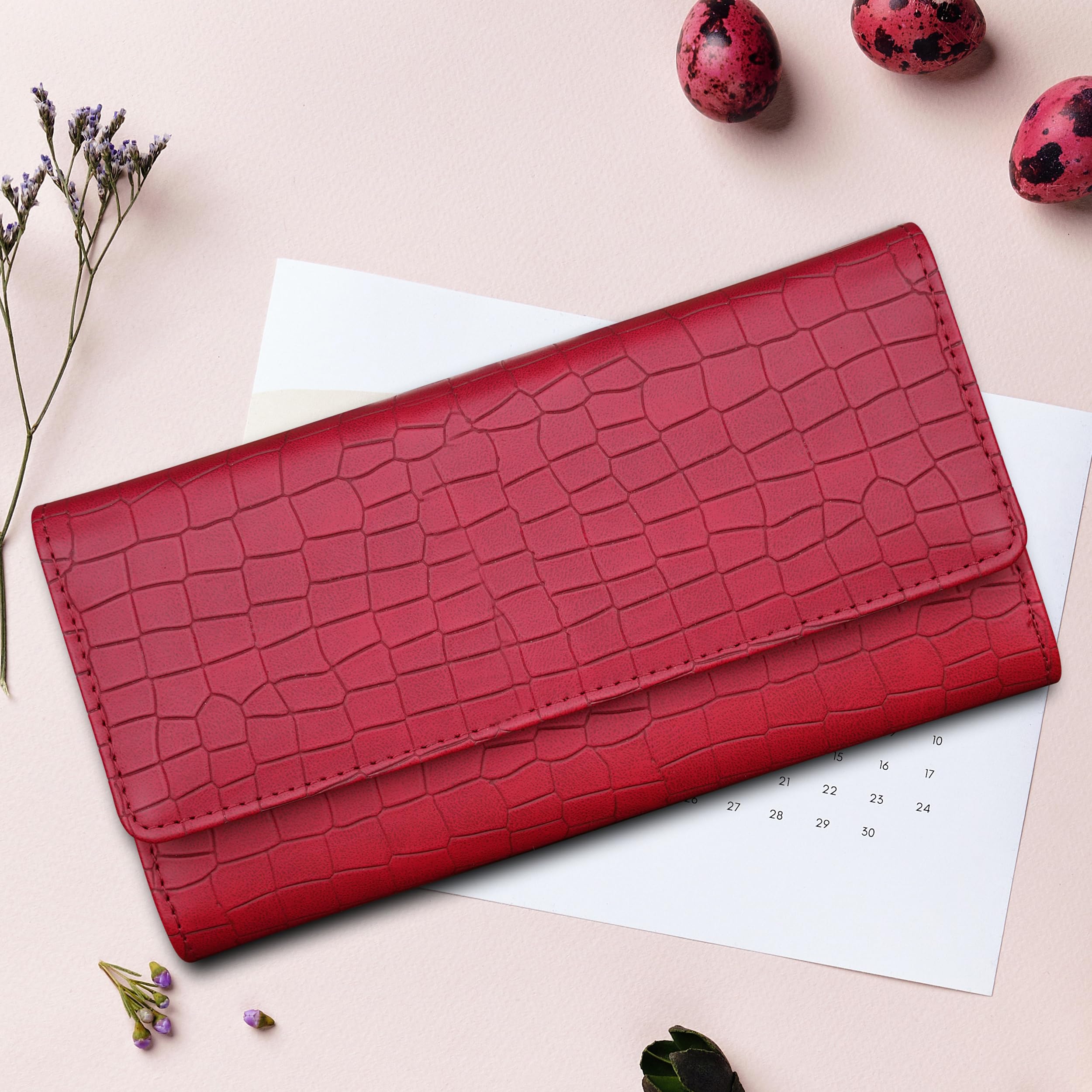 The Wallet Store Croco Design Clutch - Red