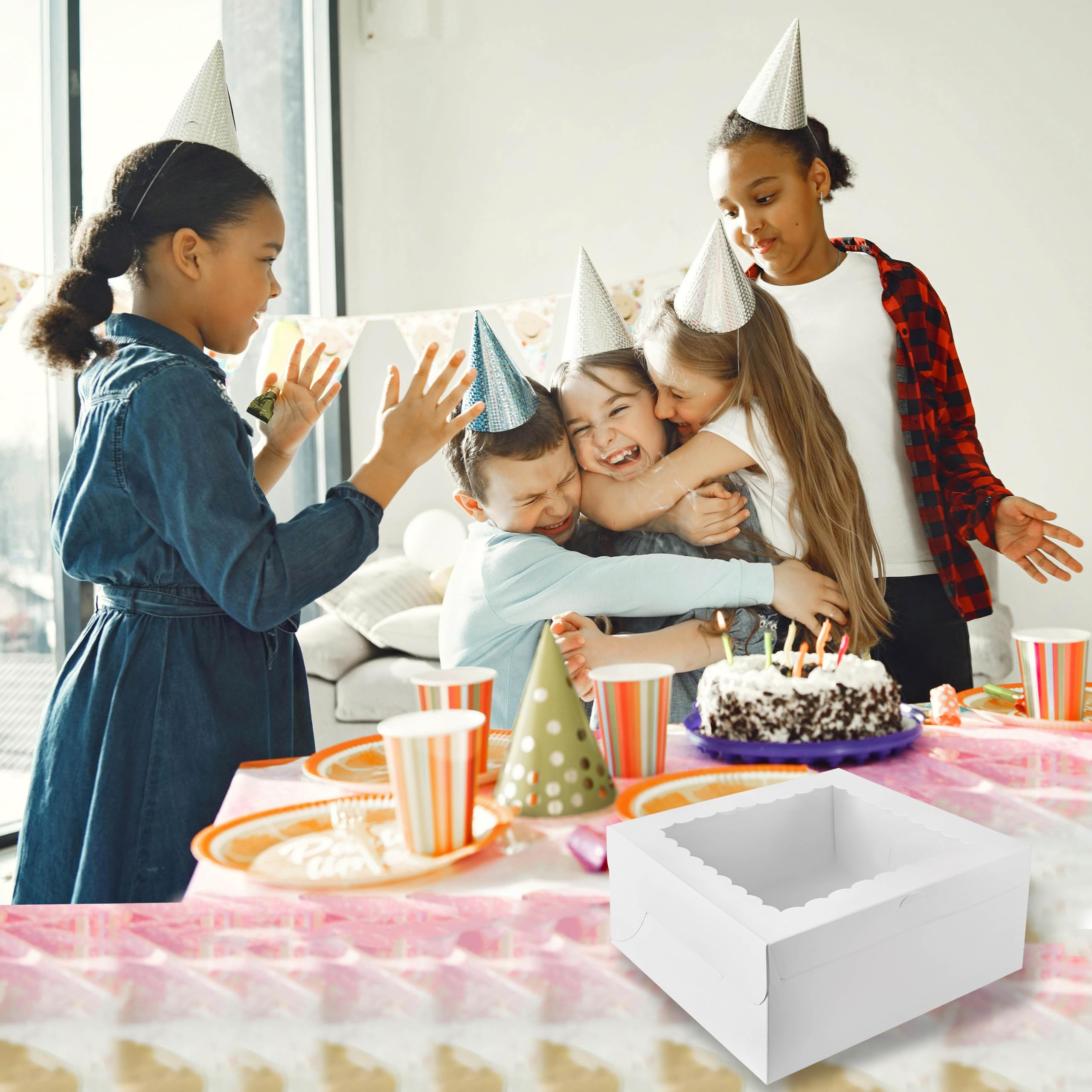 Lot De 2 Boîtes à Gâteau Jetables 25,4 X 25,4 X 12,7 Cm Avec Plateaux - Pour Gâteaux à étages, Mariage, Anniversaire - 11