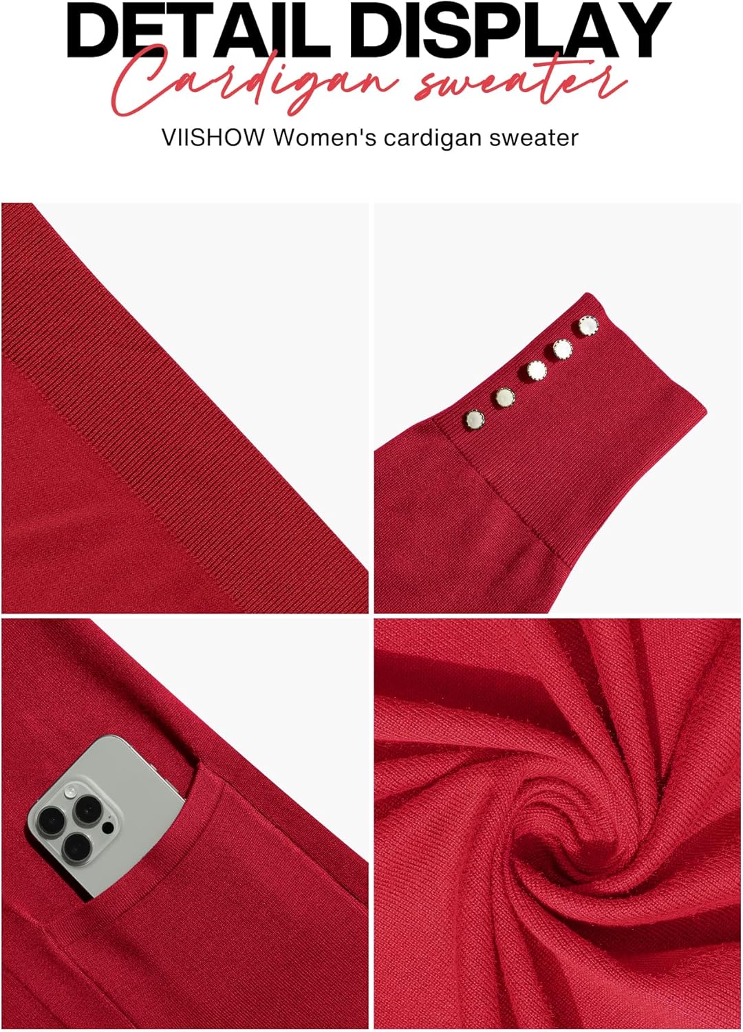 VIISHOW Women Cardigan Sweater Lightweight Open Front Long Sleeve Soft Fine Knit Casual Trendy Kimono Cardigans with Pockets - Image 7