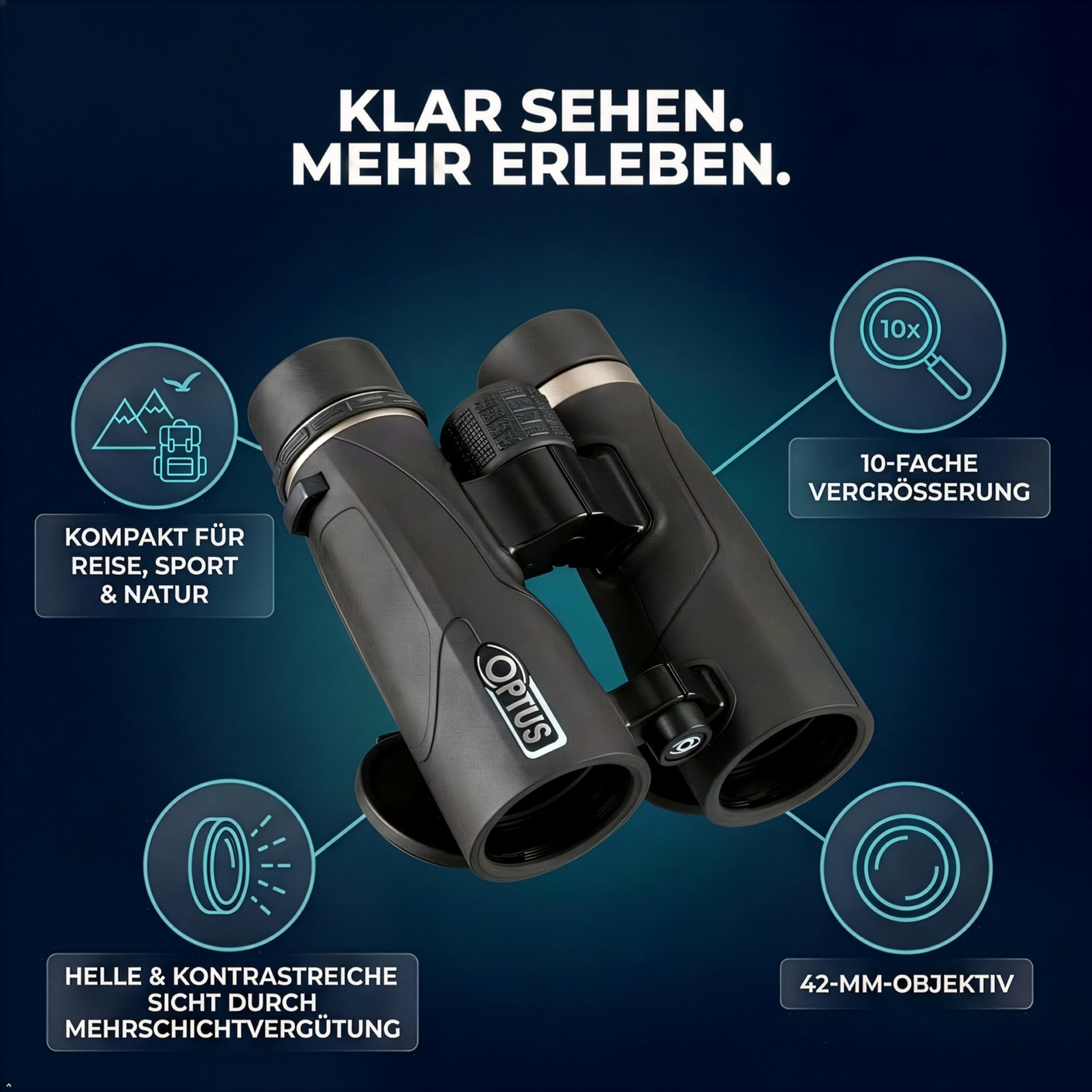 Optus Fernglas für Vogelbeobachtung 10x42 mit Mehrschichtvergütung