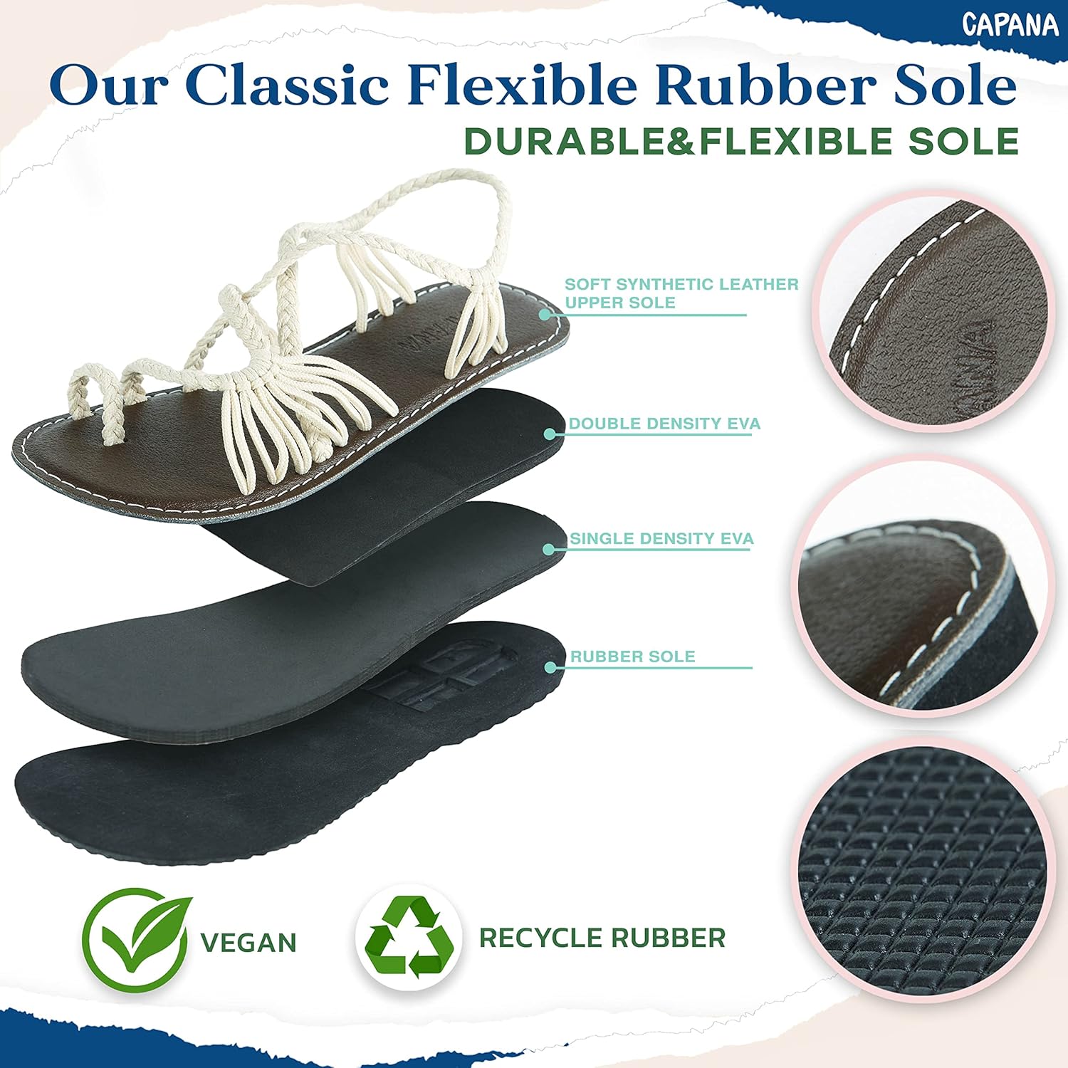 Capana Woven Women's Flat Sandals - Strappy Braided Sandals, Beach Sandals for Women Dressy Summer, Rope Bohemian Sandals, Spring Casual Womens Shoes, Comfy Boho Flats for Teen Girls – Commune - Image 3