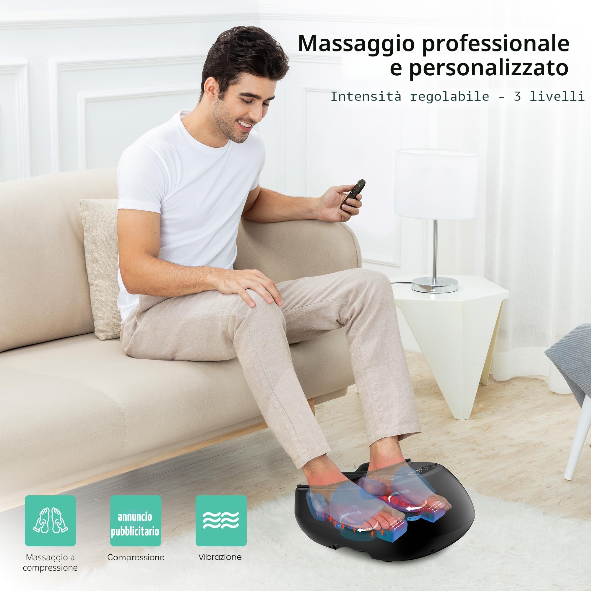 Snailax Massaggiatore per piedi con calore, massaggiatore per piedi con vibrazione, 2 in 1, scaldapiedi con 5 modalità di massaggio, regali calore casa