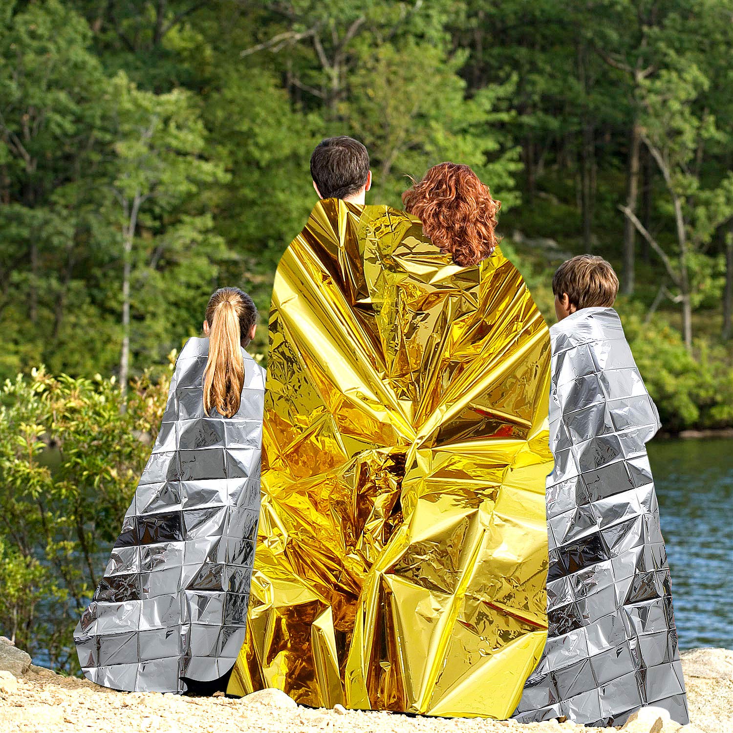 Manta de Aluminio de Emergencia, 6 Piezas Reutilizable, Ideal para Supervivencia, Primeros Auxilios y Kits para Coches, 210x160 cm
