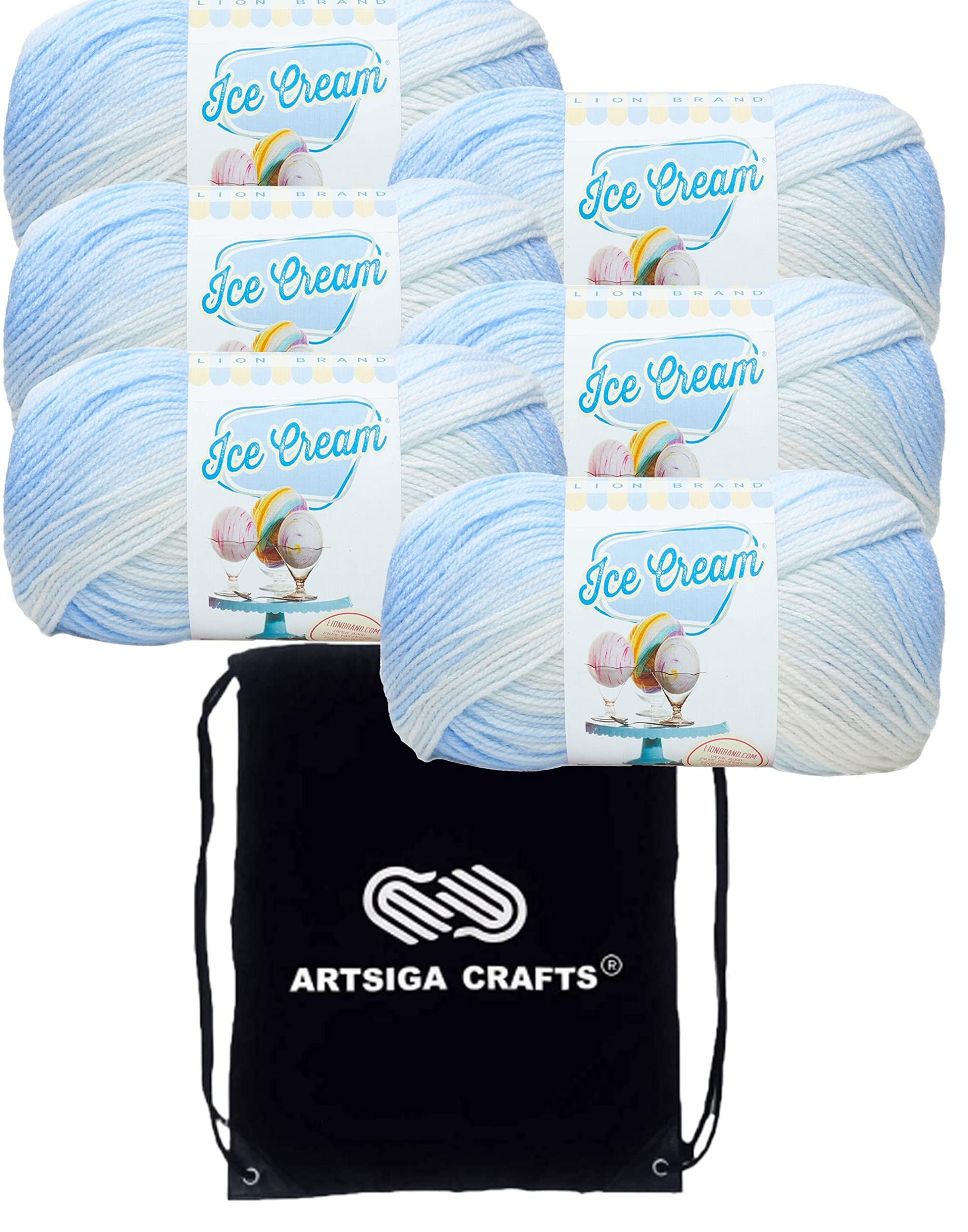 Lion Brand Ice Cream Yarn Blueberry fil crochet tricot bébé sport 100% acrylique pack de 6