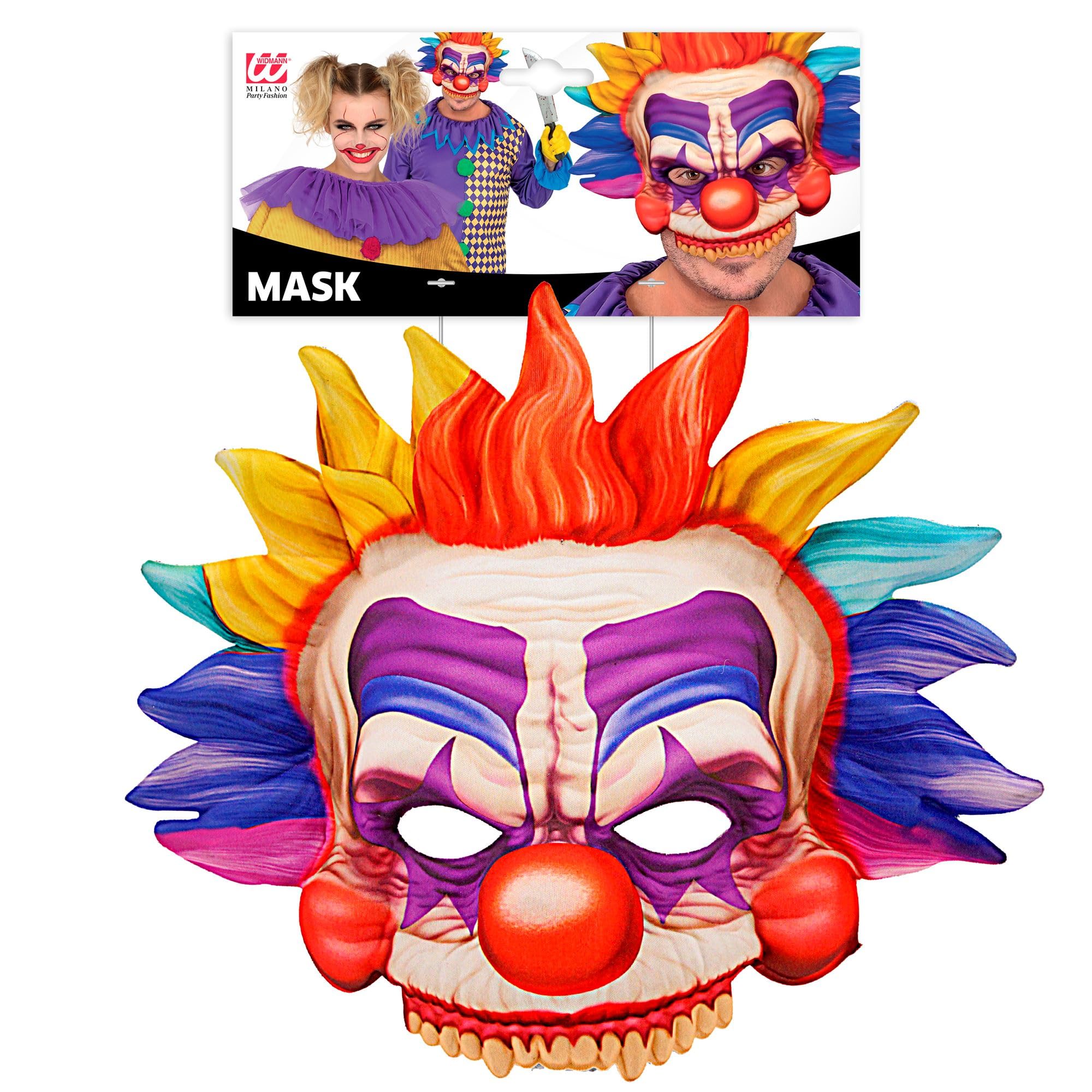 W WIDMANN MILANO Party Fashion - Mask Killer Clown Chinless Eye Mask Crazy Fun Maker Accessory Halloween Carnival - Image 2