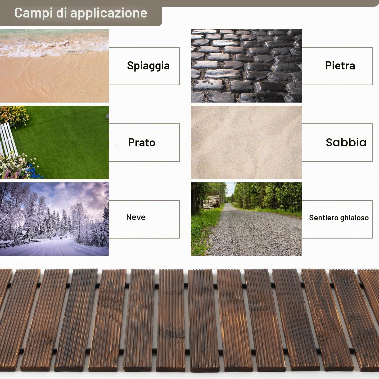 Icoget Sentiero da giardino in legno, 2,4 m, resistente alle intemperie, passerella all'aperto con superficie antiscivolo, sentiero rustico per terrazza, spiaggia, festa di matrimonio (dritto)