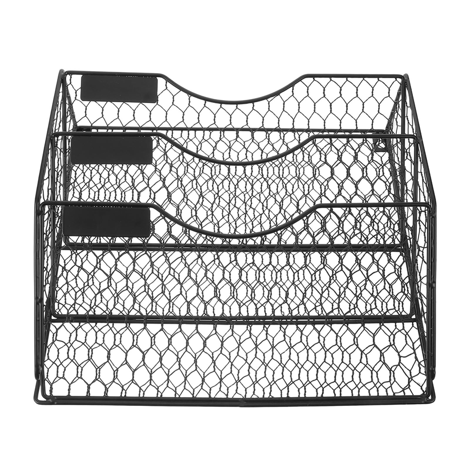 Organizador de Archivos de Pared Negro de Malla Metálica, 3 Niveles