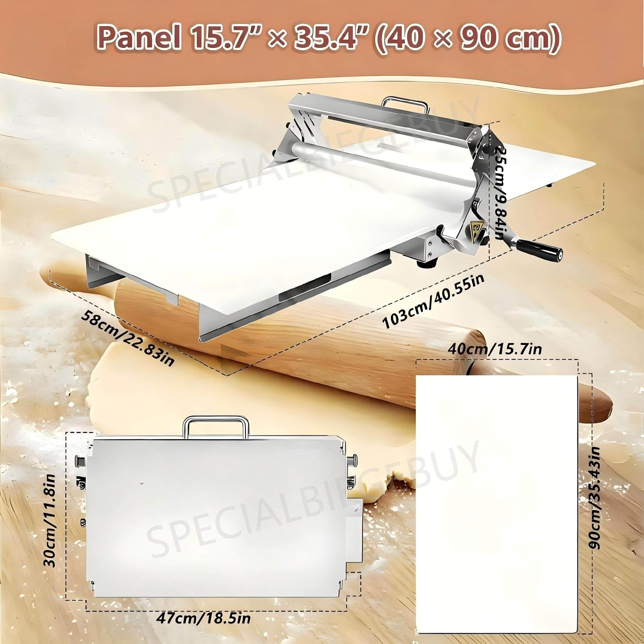 Laminadora Manual Antiadherente Plegable, 2 Tamaños 40×90cmPanel | Rodillo Hojaldre Manual Plegable De Acero Inoxidable, Espesor Ajustable 0-25 Mm, Panel Antiadherente, Uso Hogar Y Comercio