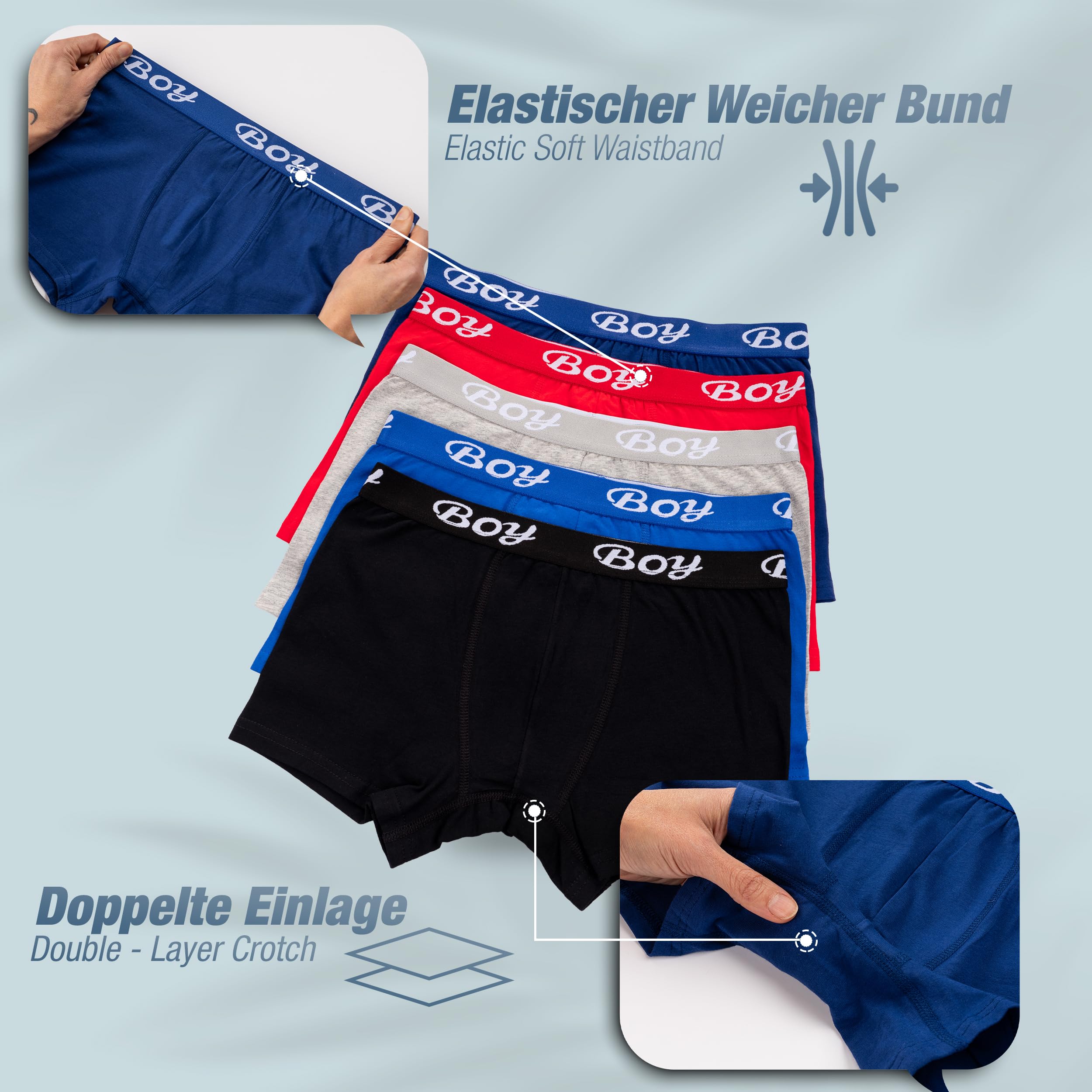 LOREZA ® 10 chłopięcych bokserek bawełnianych, rozmiar 92-170