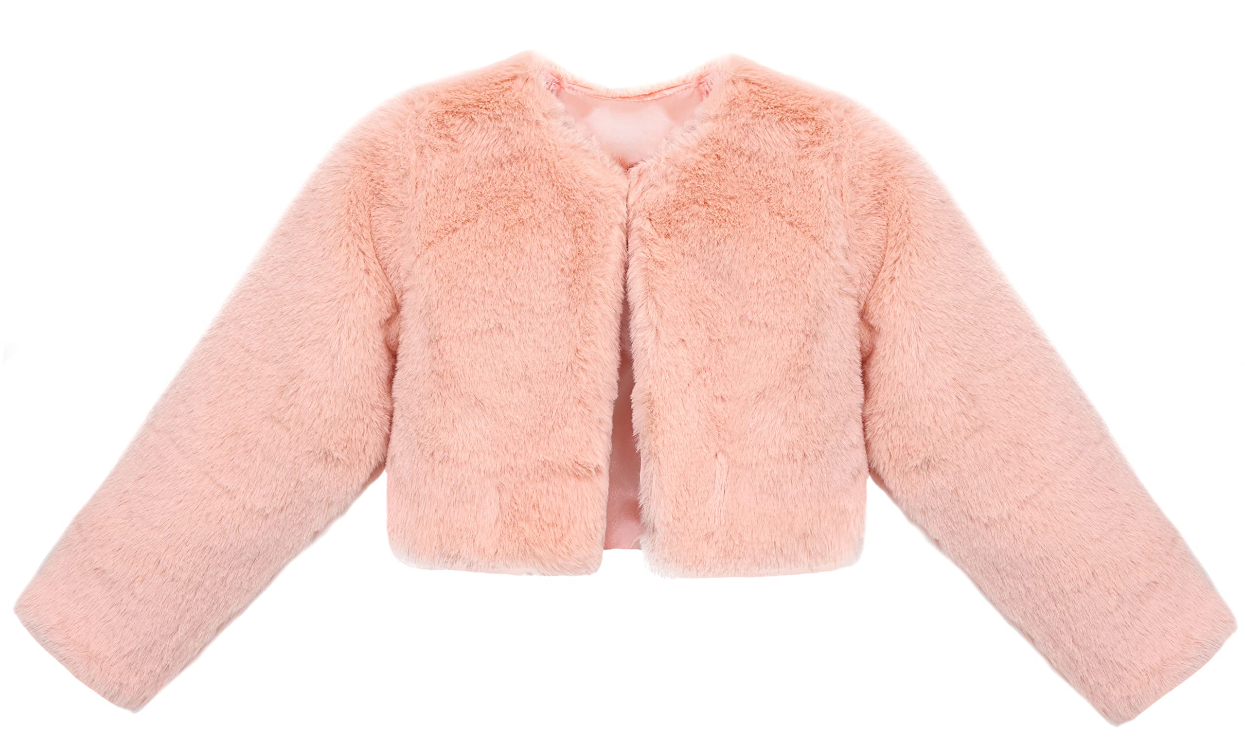 Lilax Girls Cozy Faux Fur Long Sleeve Crew Neck Dress Coat