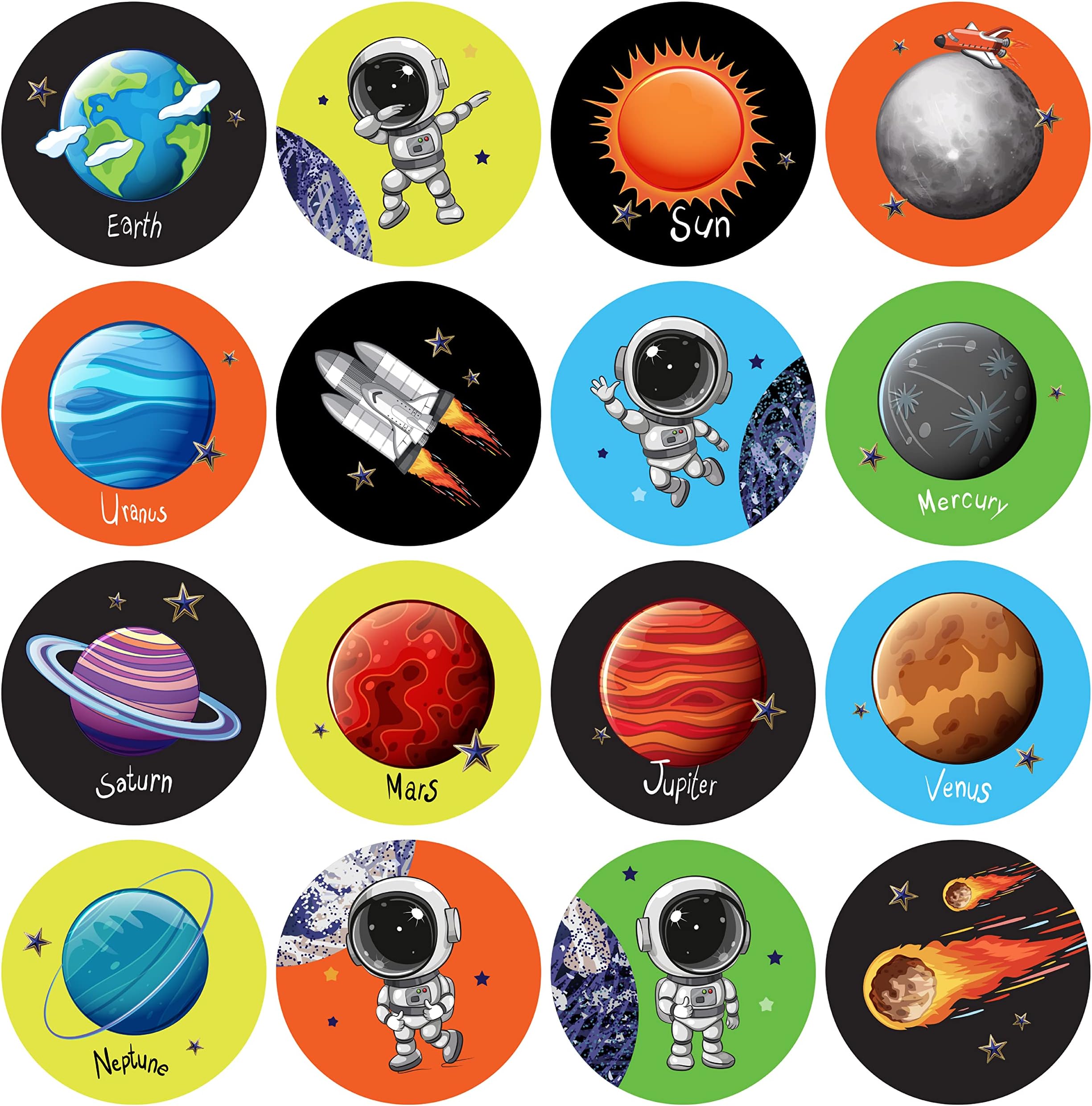 easykart labels500 Space Stickers for Kids Solar System Stickers Mix and Match Outer Space Stickers DIY Outer Space Wall Make Your Own Stick for Kids Educational and Learning Activiti1.5โ,16 Patten