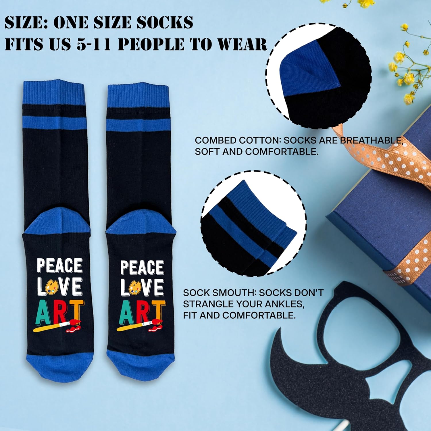 Funny Artist Gifts Socks For Men, Soft Novelty Socks For Artists Dad Father Daddy Papa Grandpa Art Teacher, Thank You Appreciation Gifts For Birthday Father's Day Christmas, 03 - Image 4